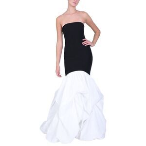 Marchesa Notte Womens  Drop Waist Mermaid Gown, Black